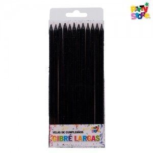 Pack Vela Finita premium “Gliter Negro” x12 unidades