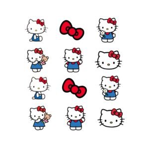 Plancha Sticker “Hello Kitty Rojo /Modelo troquelado contorno ” x12 unidades