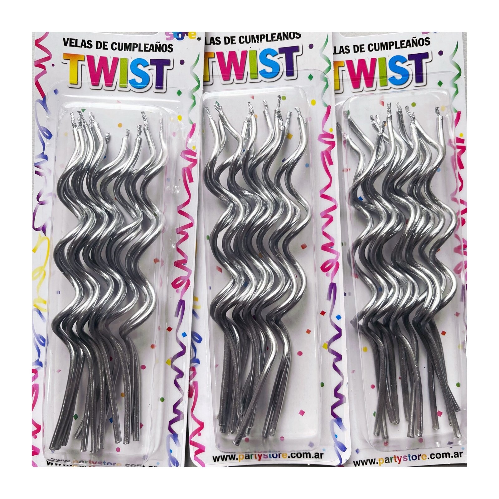 Blister “Velas Twist Plata” x12 unidades