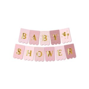 Banderin "Baby Shower Tonos Rosas con stamping" x unidad